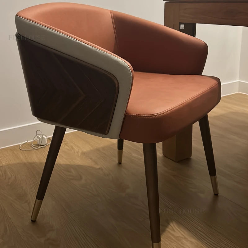 Luxury Modern Dining Chairs Wooden Backrest Armchair Minimalist Lounge Dining Chair Comfortable Dining Room Furniture