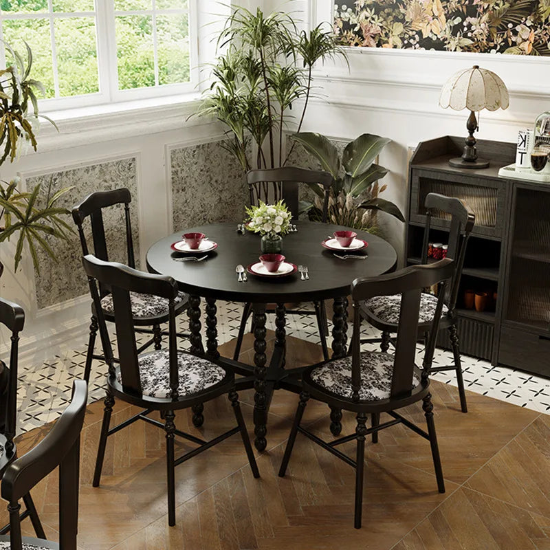 Retro Solid Wood Round Table Combination Western Restaurant Commercial Hotel Table and Chair Booth Sofa