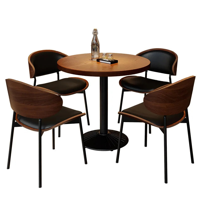 Retro Bar Table and Chair Combination Western Restaurant Solid Wood Dining Small Restaurant Commercial Table and Chair