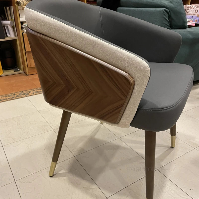 Luxury Modern Dining Chairs Wooden Backrest Armchair Minimalist Lounge Dining Chair Comfortable Dining Room Furniture