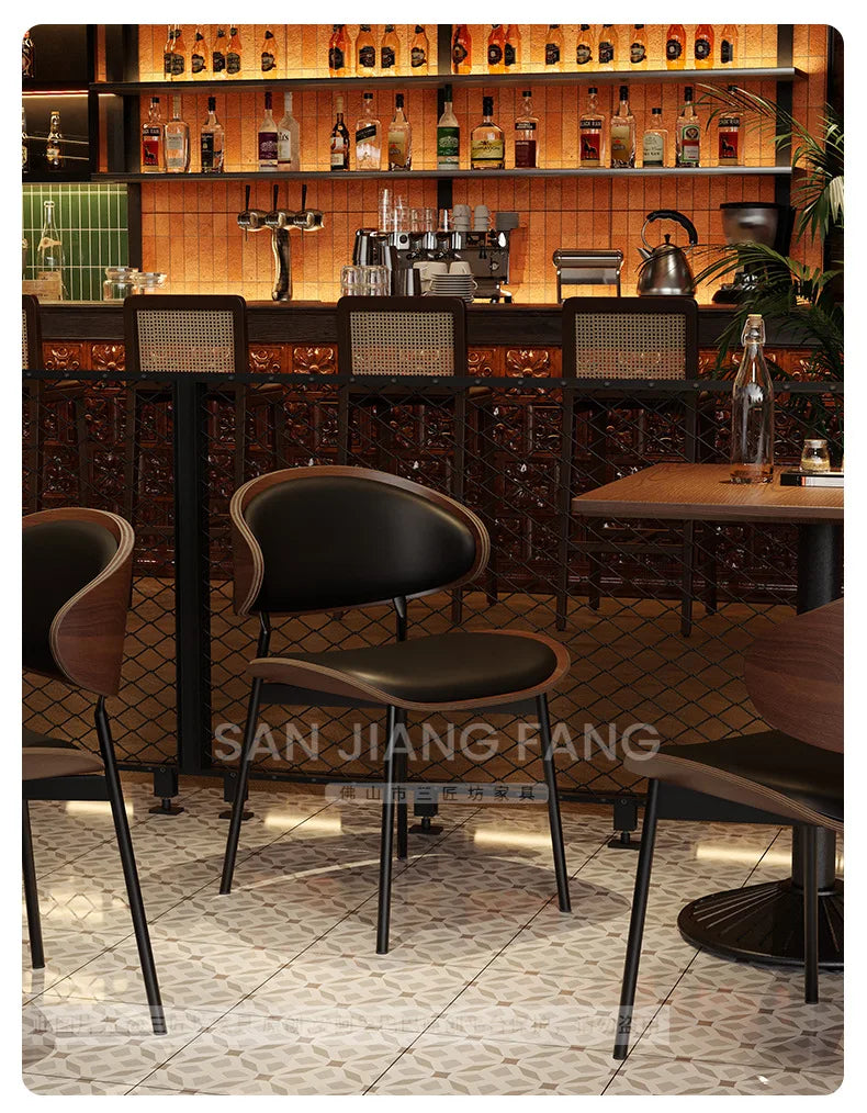 Retro Bar Table and Chair Combination Western Restaurant Solid Wood Dining Small Restaurant Commercial Table and Chair