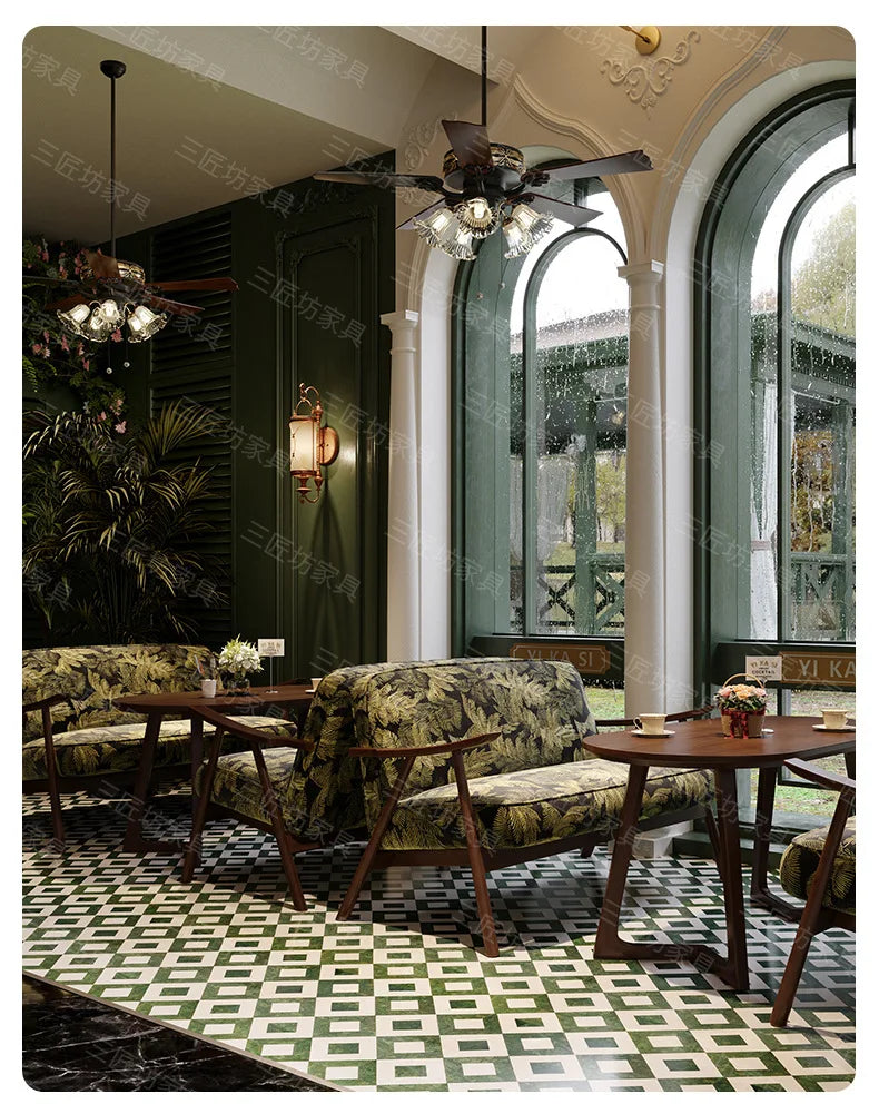 Western Restaurant Commercial Retro Booth Sofa Chair Combination Table and Chair French Restaurant Table and Chair