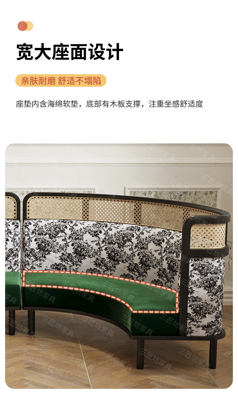 Retro Solid Wood Round Table Combination Western Restaurant Commercial Hotel Table and Chair Booth Sofa