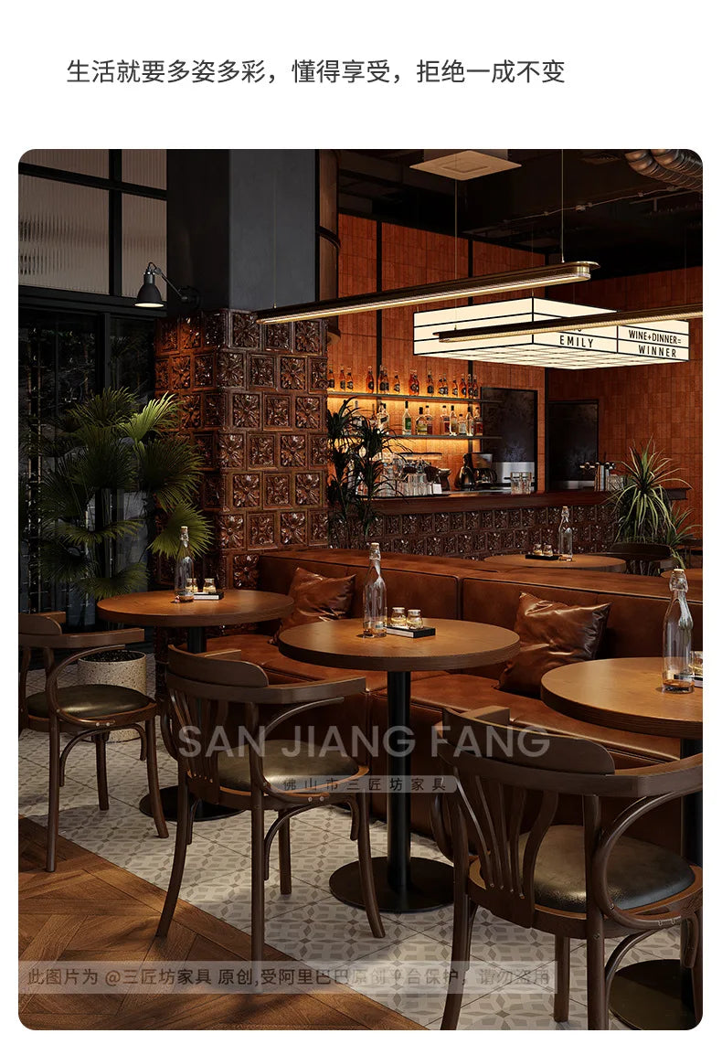 Retro Bar Dining Table and Chair Combination Booth Table Chair Dining Table Western Restaurant Bar Table and Chair