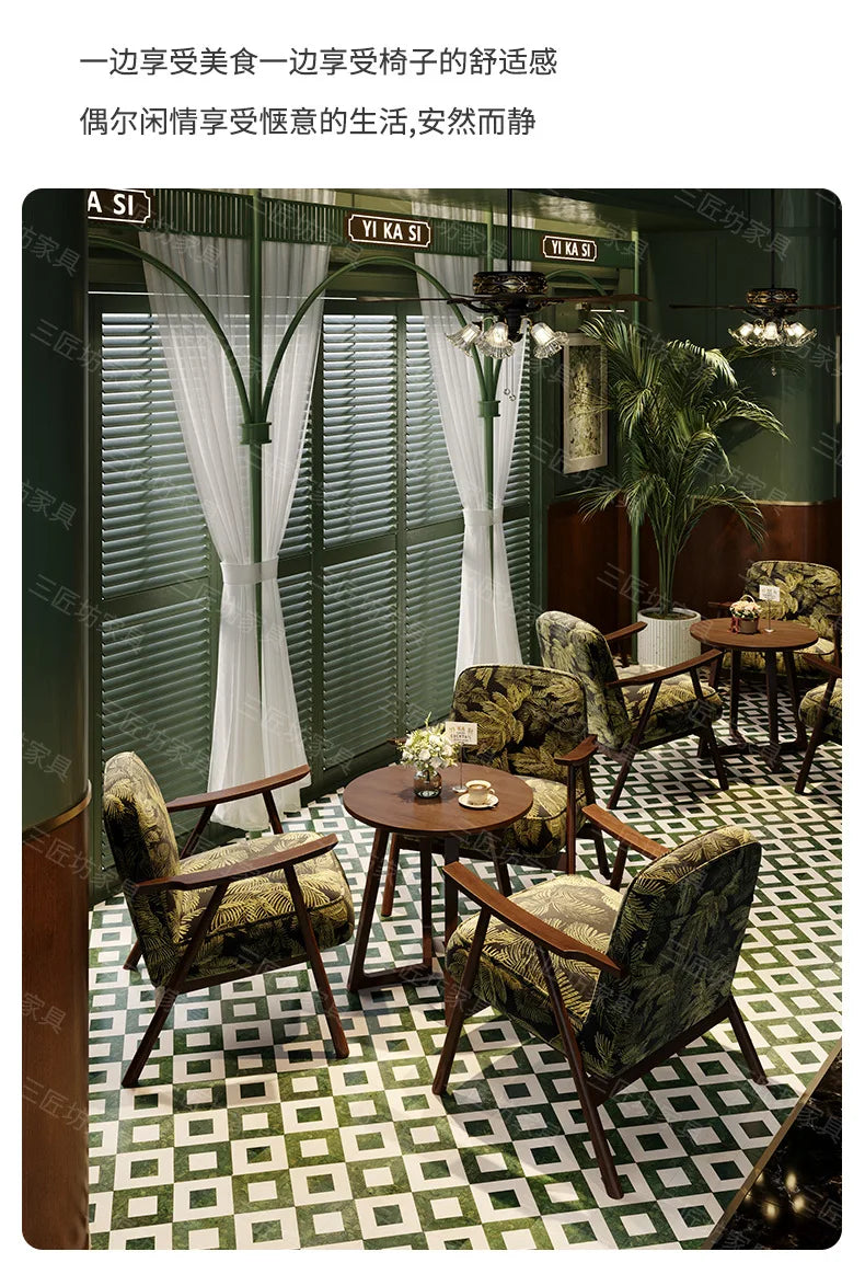 Western Restaurant Commercial Retro Booth Sofa Chair Combination Table and Chair French Restaurant Table and Chair
