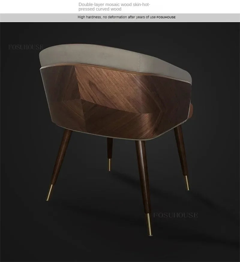 Luxury Modern Dining Chairs Wooden Backrest Armchair Minimalist Lounge Dining Chair Comfortable Dining Room Furniture