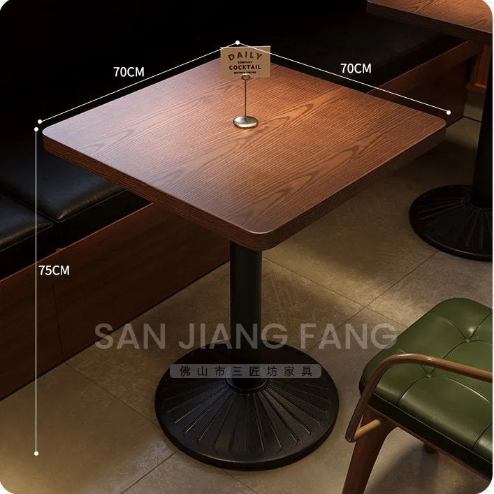 Retro Bar Table and Chair Combination Western Restaurant Solid Wood Dining Small Restaurant Commercial Table and Chair