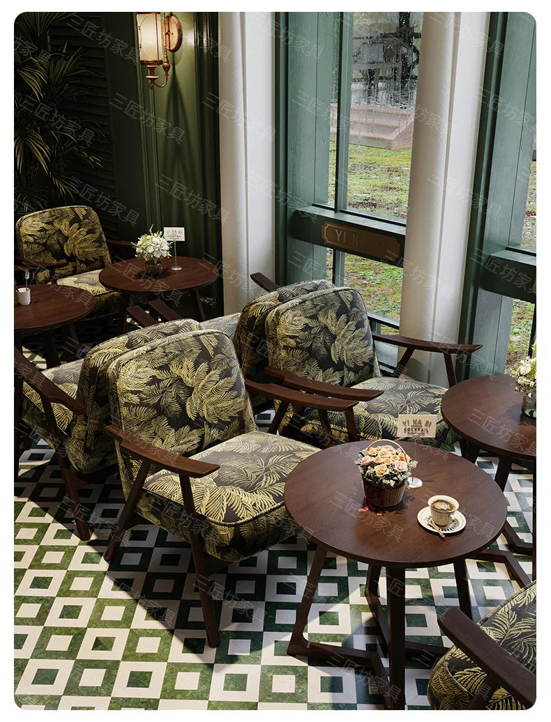 Western Restaurant Commercial Retro Booth Sofa Chair Combination Table and Chair French Restaurant Table and Chair