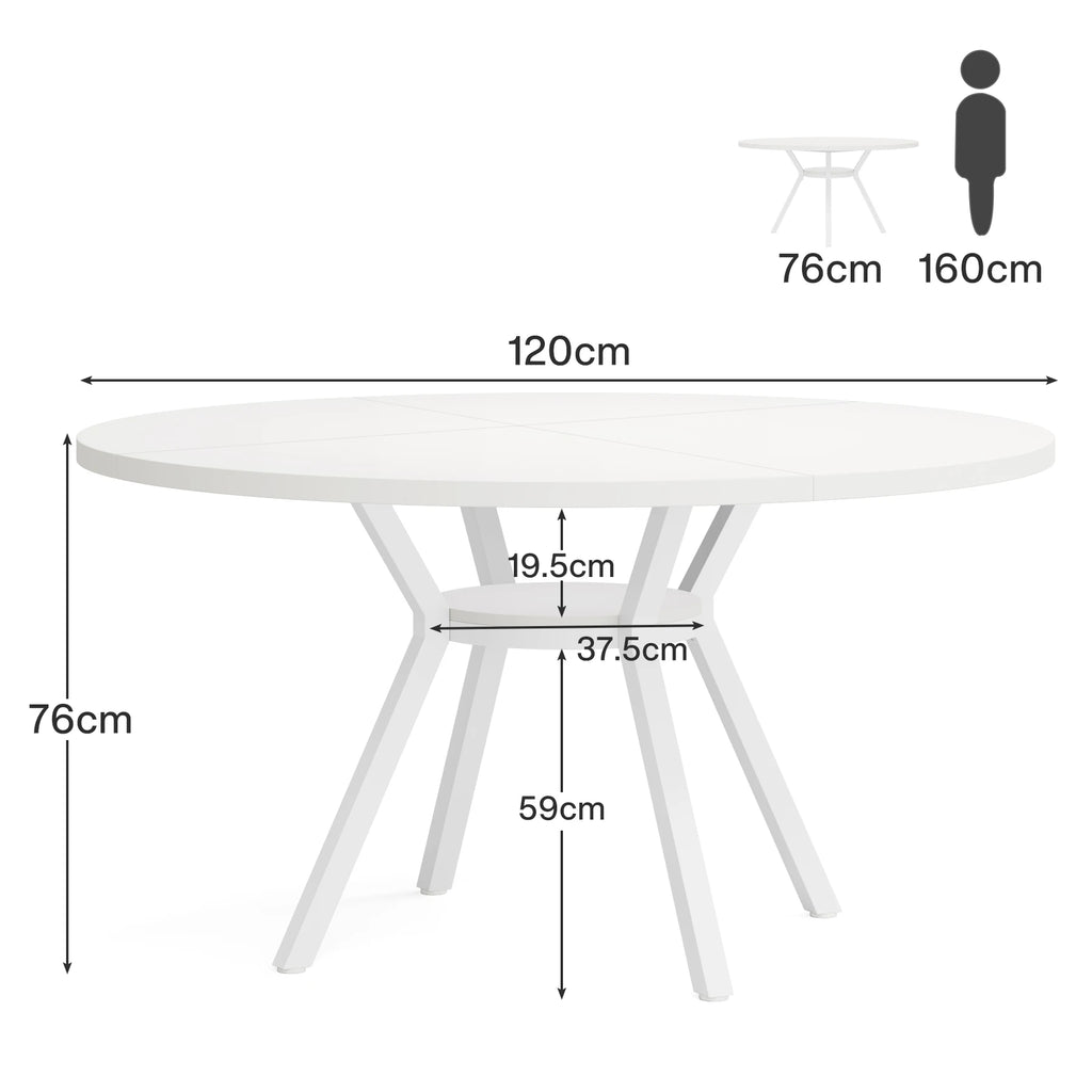 Tribesigns Round Dining Table for 4-6 People, 47-Inch Farmhouse Dinning Room Table Circle Kitchen Table, Industrial Dinner Table