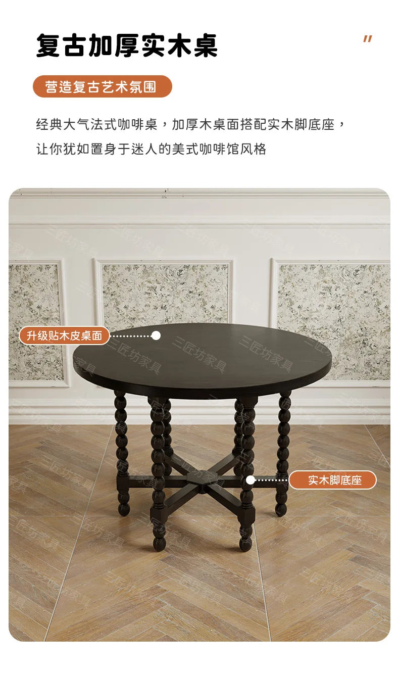 Retro Solid Wood Round Table Combination Western Restaurant Commercial Hotel Table and Chair Booth Sofa