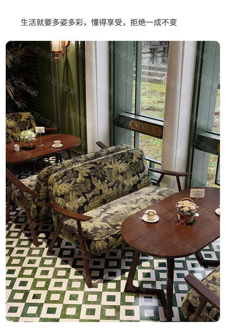 Western Restaurant Commercial Retro Booth Sofa Chair Combination Table and Chair French Restaurant Table and Chair