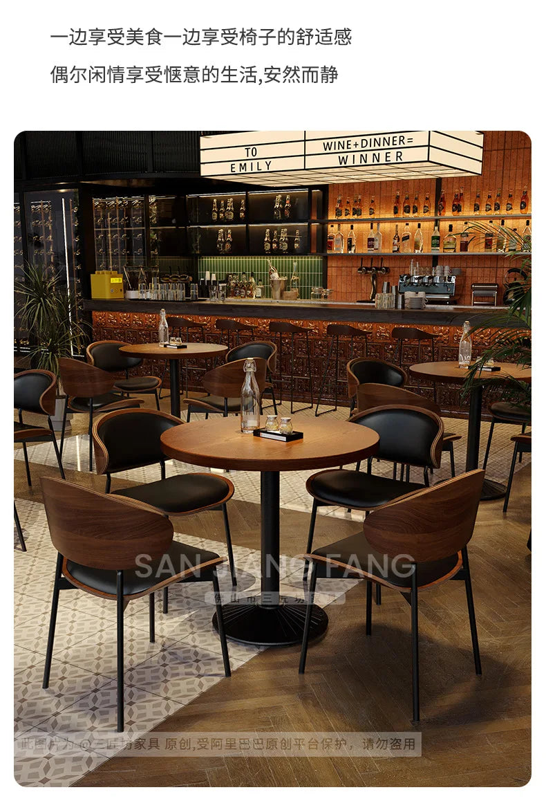 Retro Bar Table and Chair Combination Western Restaurant Solid Wood Dining Small Restaurant Commercial Table and Chair