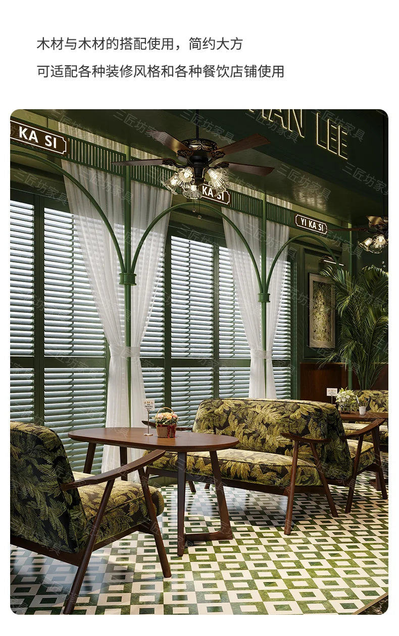 Western Restaurant Commercial Retro Booth Sofa Chair Combination Table and Chair French Restaurant Table and Chair