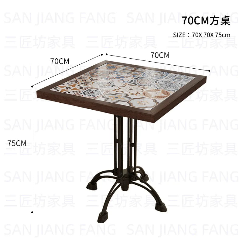 Retro Solid Wood Round Table Combination Western Restaurant Commercial Hotel Table and Chair Booth Sofa