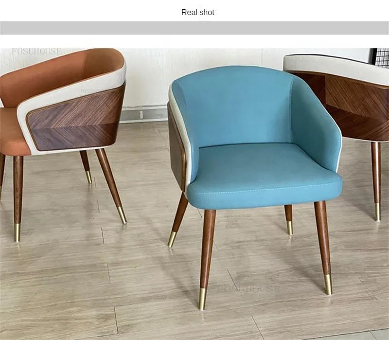 Luxury Modern Dining Chairs Wooden Backrest Armchair Minimalist Lounge Dining Chair Comfortable Dining Room Furniture