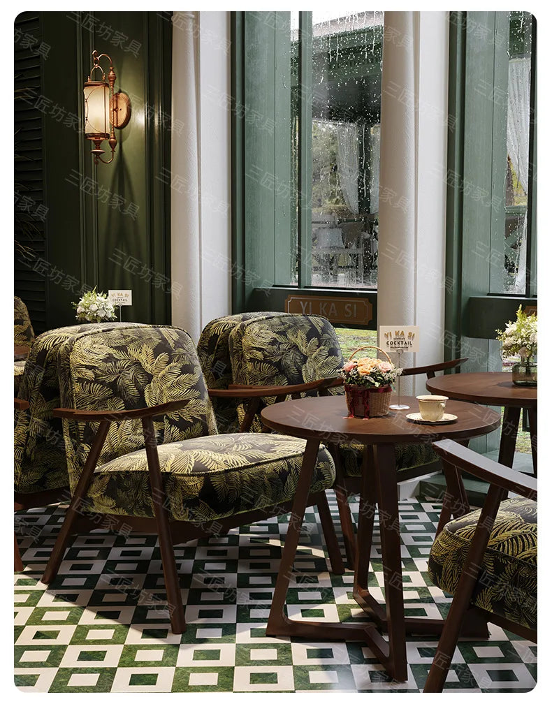 Western Restaurant Commercial Retro Booth Sofa Chair Combination Table and Chair French Restaurant Table and Chair