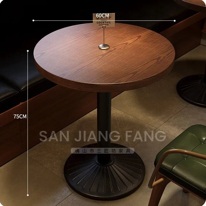Retro Bar Table and Chair Combination Western Restaurant Solid Wood Dining Small Restaurant Commercial Table and Chair