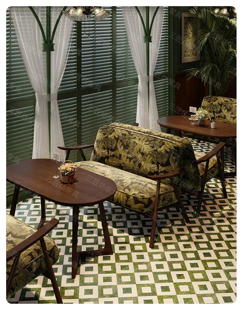 Western Restaurant Commercial Retro Booth Sofa Chair Combination Table and Chair French Restaurant Table and Chair