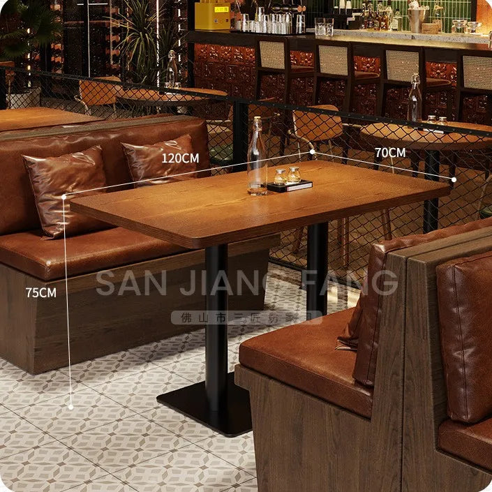Retro Bar Table and Chair Combination Western Restaurant Solid Wood Dining Small Restaurant Commercial Table and Chair