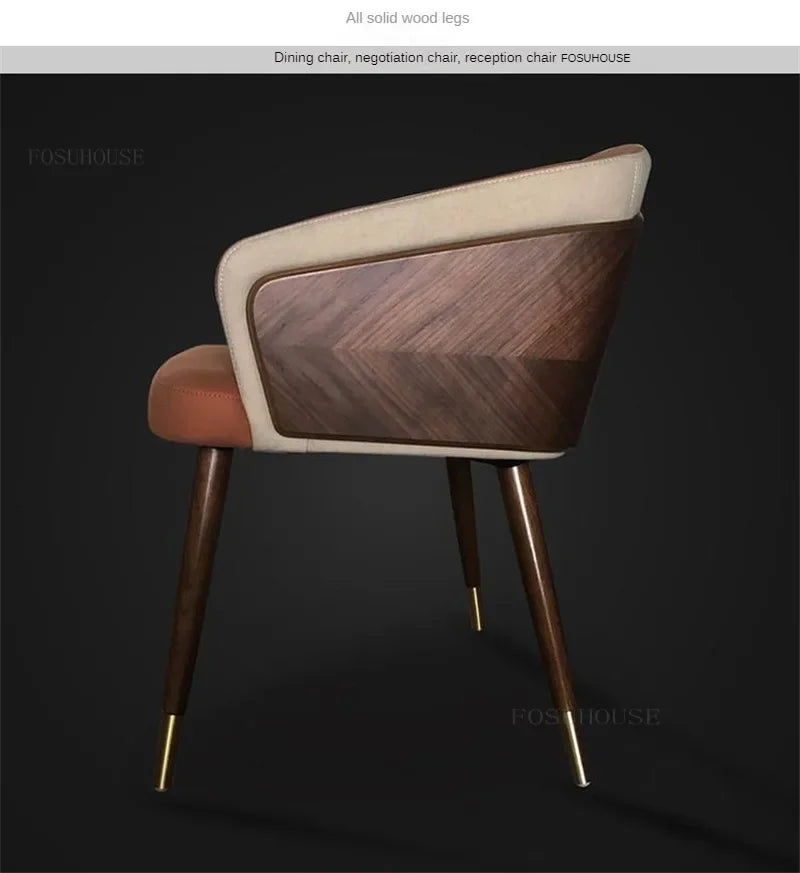 Luxury Modern Dining Chairs Wooden Backrest Armchair Minimalist Lounge Dining Chair Comfortable Dining Room Furniture