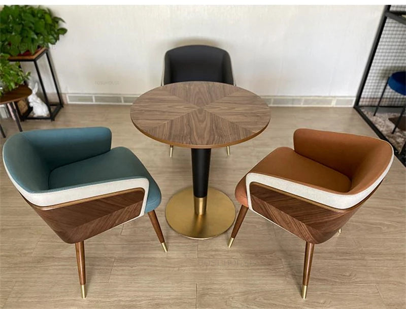 Luxury Modern Dining Chairs Wooden Backrest Armchair Minimalist Lounge Dining Chair Comfortable Dining Room Furniture