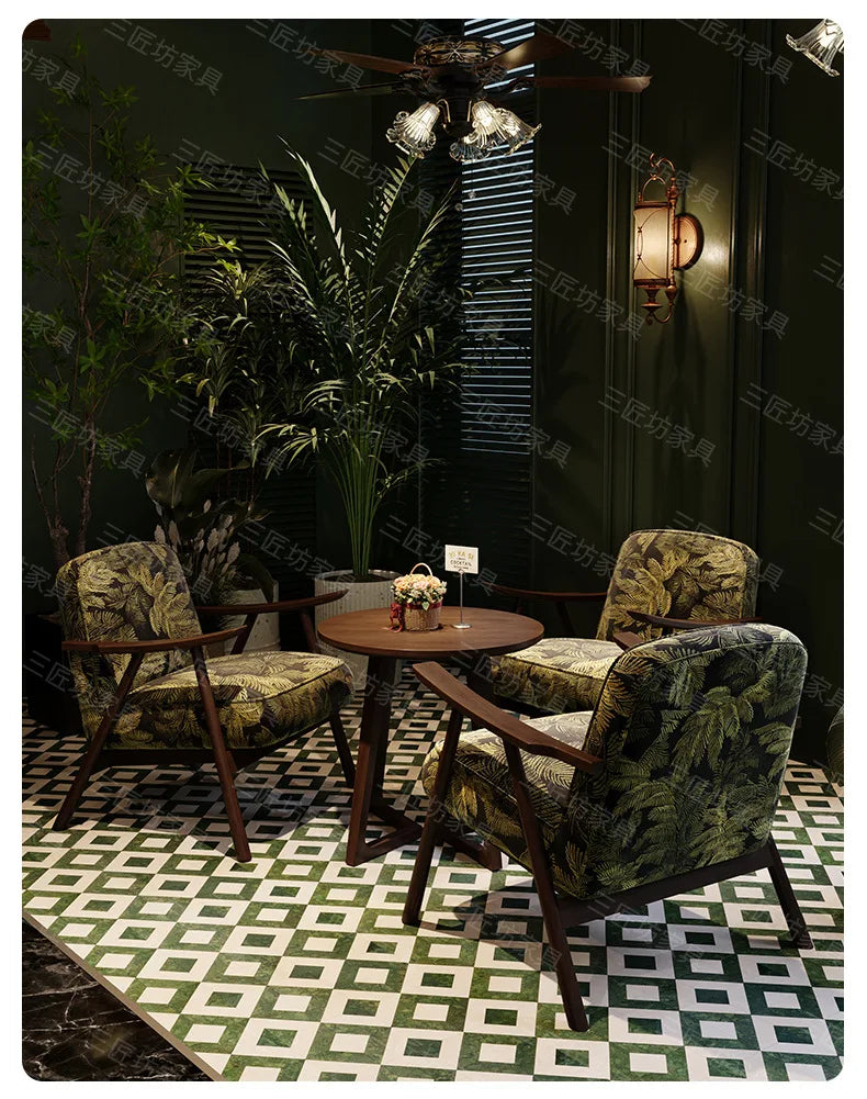 Western Restaurant Commercial Retro Booth Sofa Chair Combination Table and Chair French Restaurant Table and Chair