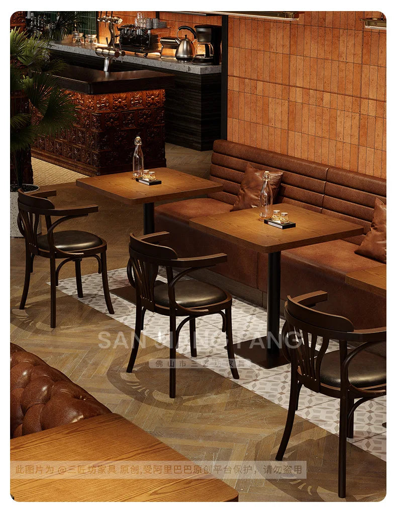 Retro Bar Dining Table and Chair Combination Booth Table Chair Dining Table Western Restaurant Bar Table and Chair