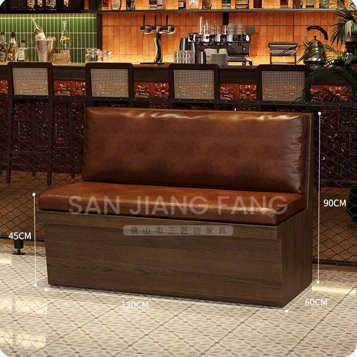 Retro Bar Table and Chair Combination Western Restaurant Solid Wood Dining Small Restaurant Commercial Table and Chair