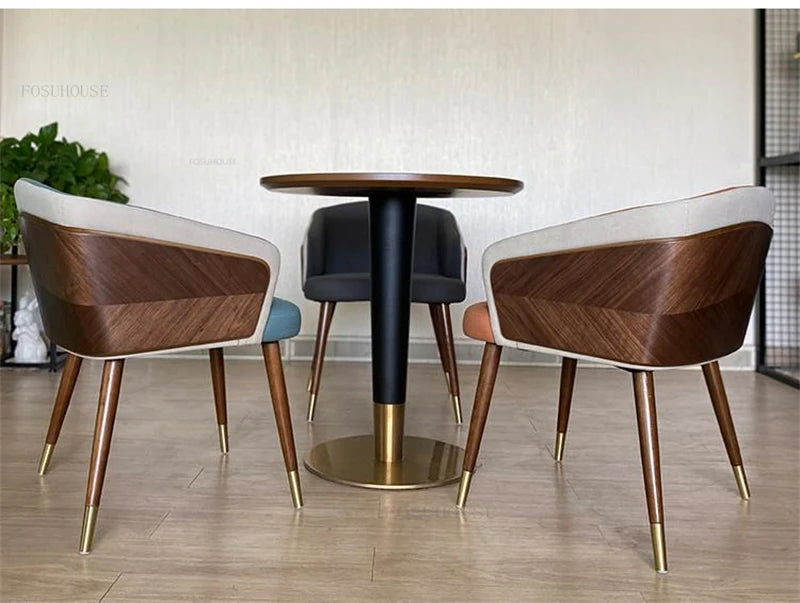 Luxury Modern Dining Chairs Wooden Backrest Armchair Minimalist Lounge Dining Chair Comfortable Dining Room Furniture