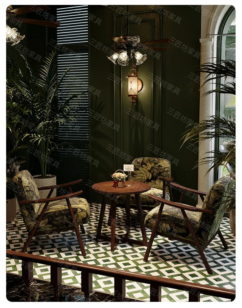 Western Restaurant Commercial Retro Booth Sofa Chair Combination Table and Chair French Restaurant Table and Chair