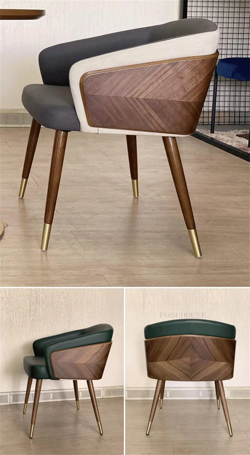 Luxury Modern Dining Chairs Wooden Backrest Armchair Minimalist Lounge Dining Chair Comfortable Dining Room Furniture