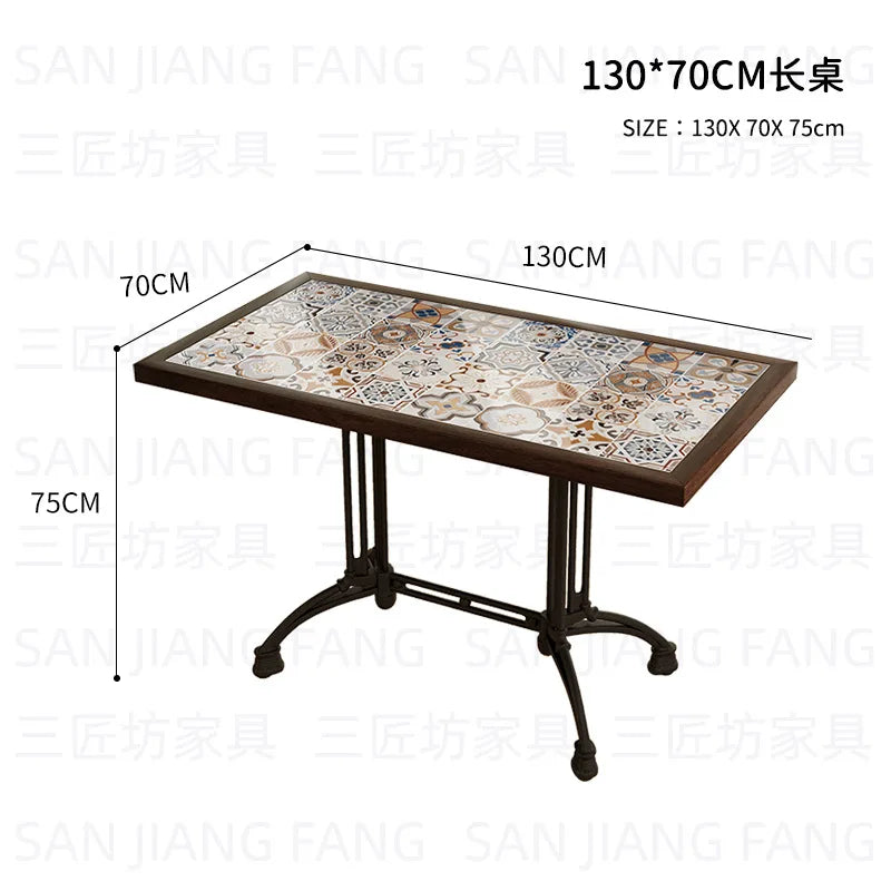 Retro Solid Wood Round Table Combination Western Restaurant Commercial Hotel Table and Chair Booth Sofa