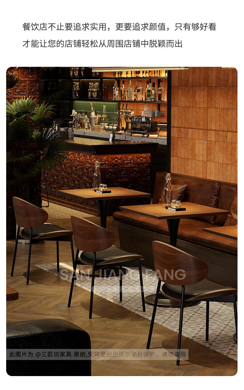 Retro Bar Table and Chair Combination Western Restaurant Solid Wood Dining Small Restaurant Commercial Table and Chair
