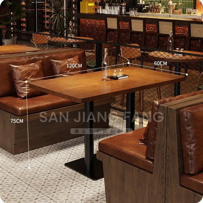 Retro Bar Table and Chair Combination Western Restaurant Solid Wood Dining Small Restaurant Commercial Table and Chair