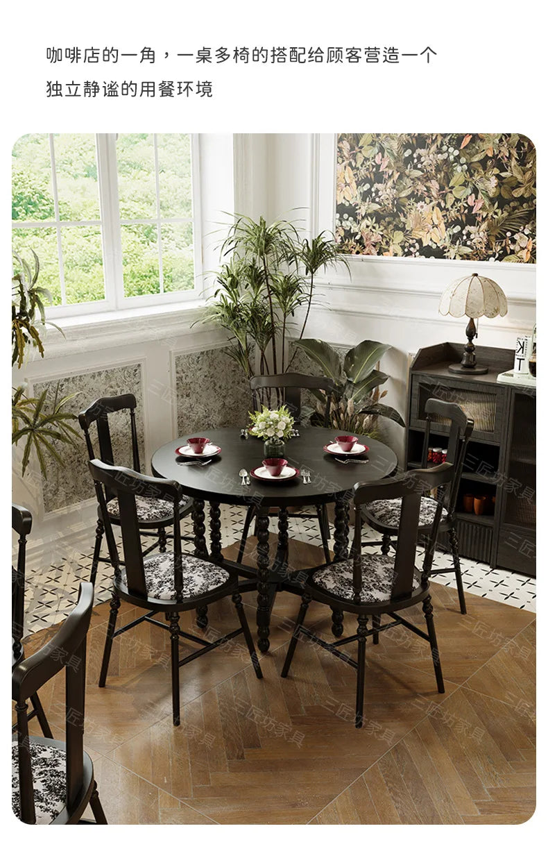 Retro Solid Wood Round Table Combination Western Restaurant Commercial Hotel Table and Chair Booth Sofa