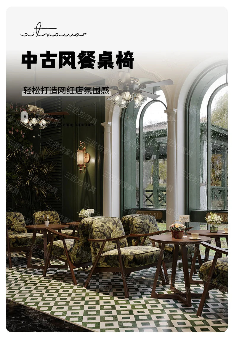 Western Restaurant Commercial Retro Booth Sofa Chair Combination Table and Chair French Restaurant Table and Chair