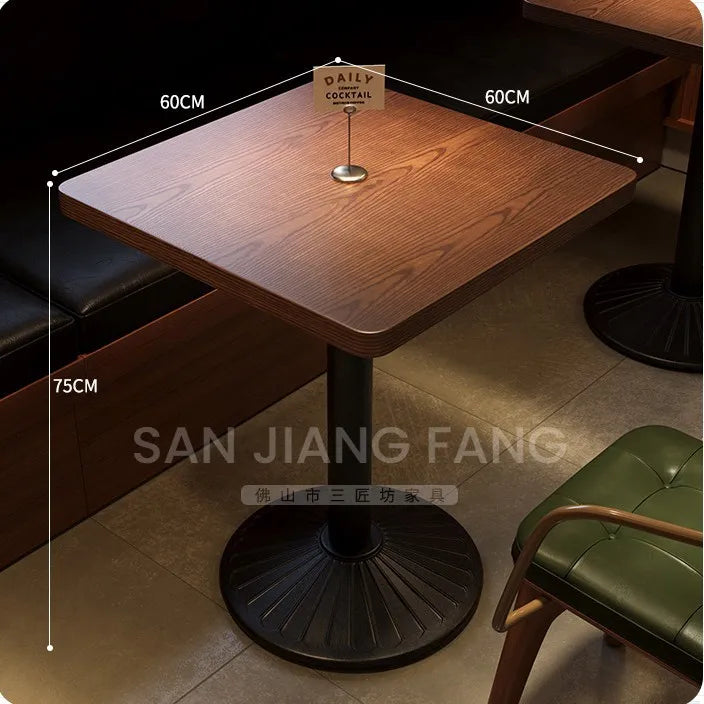Retro Bar Table and Chair Combination Western Restaurant Solid Wood Dining Small Restaurant Commercial Table and Chair